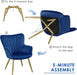 Modern Blue Velvet Wingback Chair with Metal Legs