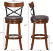 Solid Wood Swivel Stools with Cushion and Backrest, Set of 2