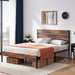 Full Rustic Wood Platform Bed Frame with Headboard