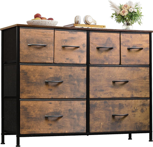 Rustic Brown 8 Drawer Fabric Dresser