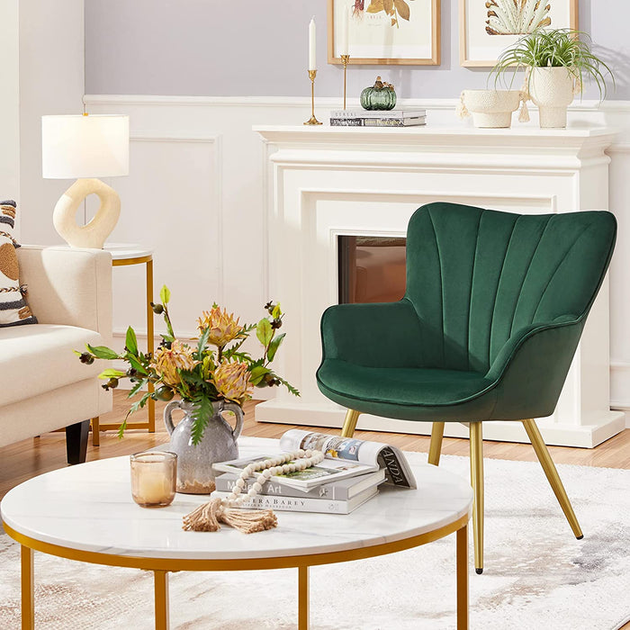 Green Velvet Wingback Chair: Modern, Elegant, and Comfortable.