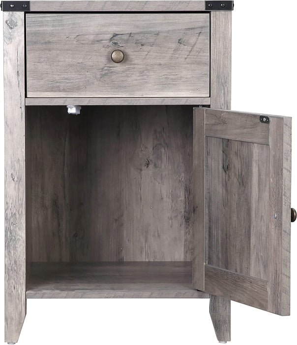 Barnwood Rustic Nightstand, Grey