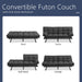 Modern Gray Futon Sofa Bed with Adjustable Armrests