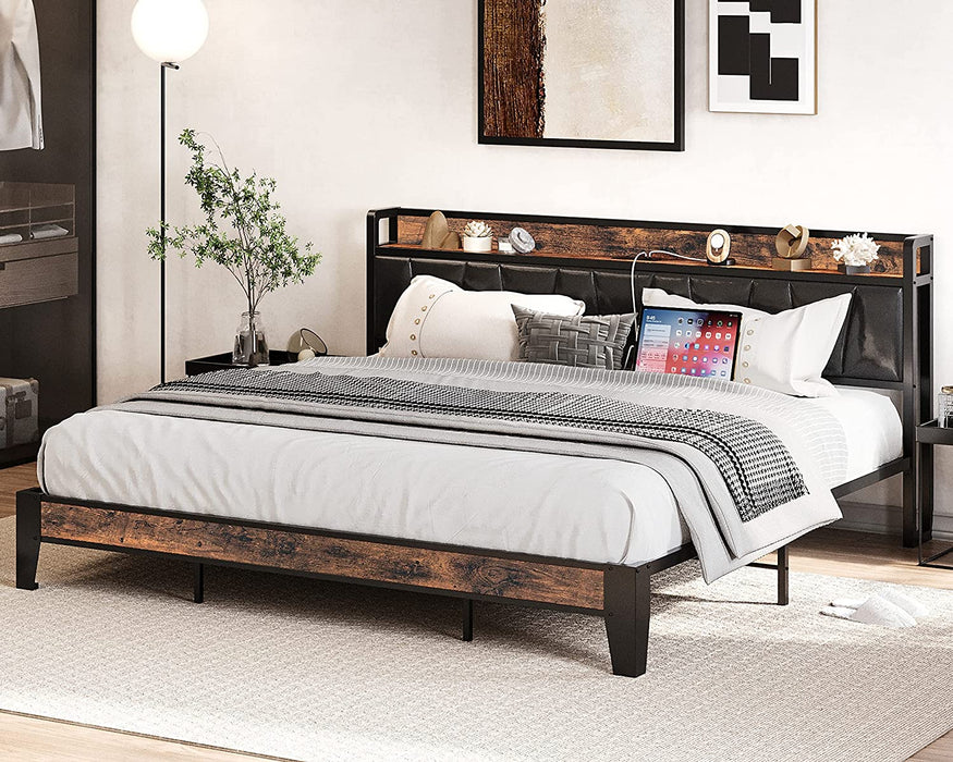 King Storage Bed Frame with Charging Station