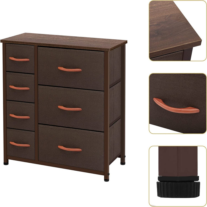 Coffee 7-Drawer Vertical Dresser Storage Tower