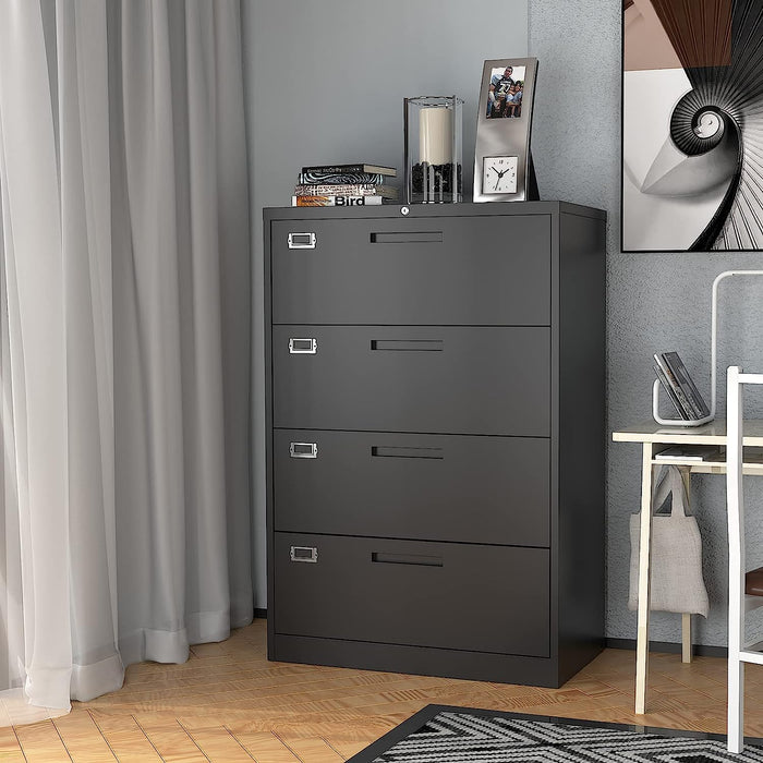 Lockable 4-Drawer Metal File Cabinet for Home Office