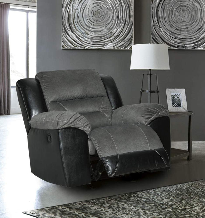 Gray Faux Leather Manual Rocker Recliner