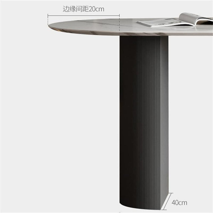 Modern White Slate Sintered Stone Pedestal Table