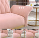 Pink Velvet Chair with Ottoman and Armrests