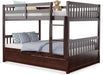 Full over Full Wood Bunk Bed with Trundle and Safety Guardrails