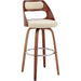 Cream Faux Leather Walnut Wood Bar Stool