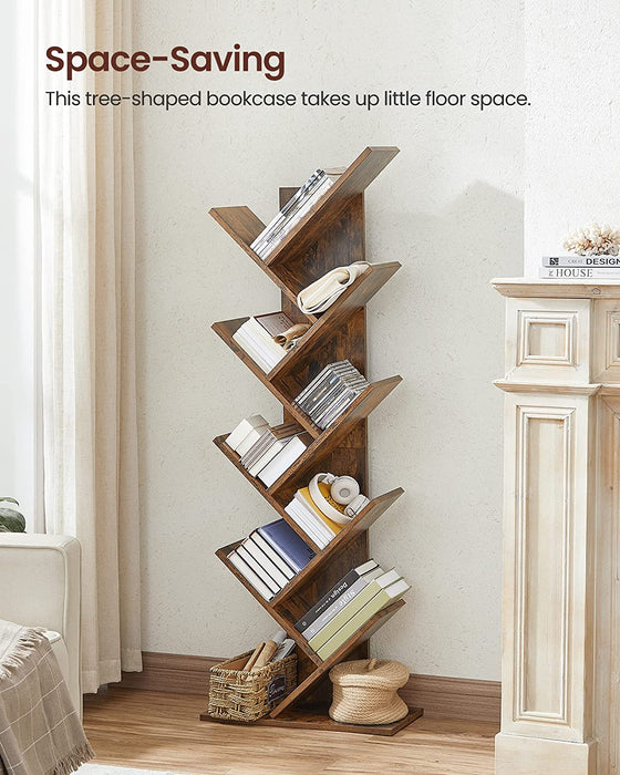 Rustic Brown Tree Bookshelf for Home Office