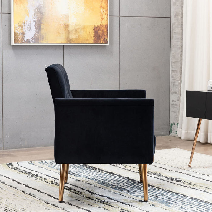 Modern Black Velvet Accent Chair with Arms