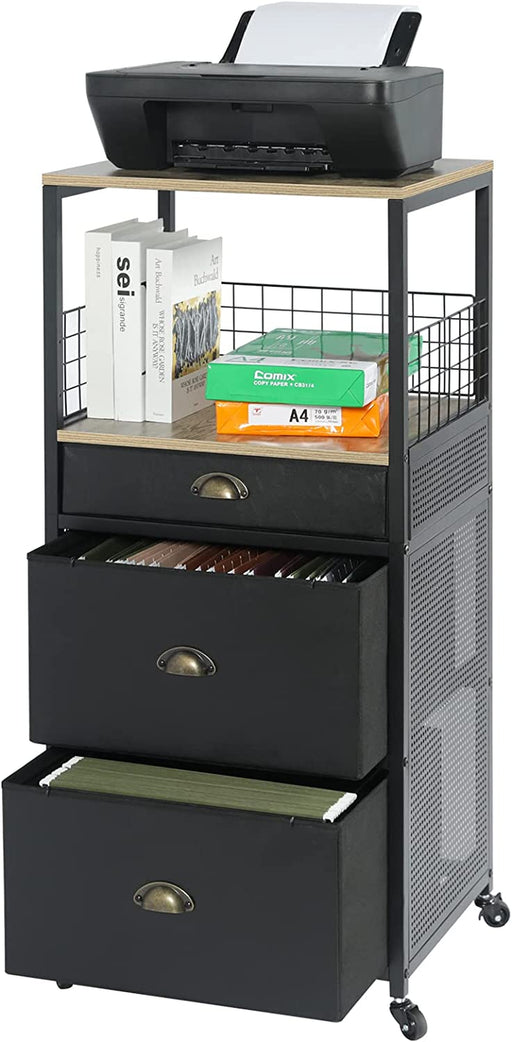 Rolling Printer Stand with File Storage Drawers