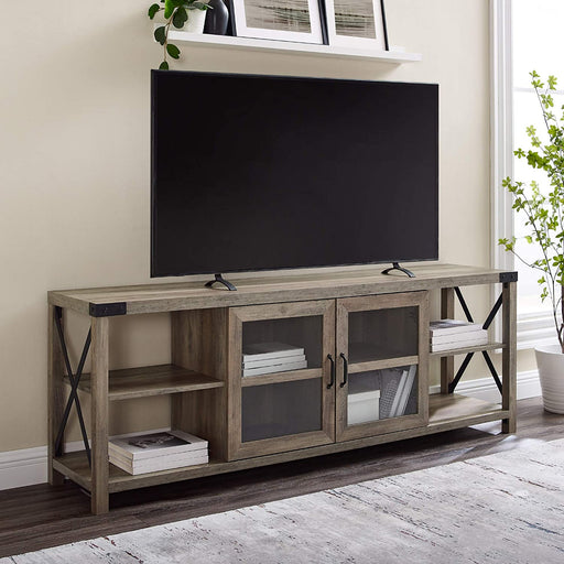Rustic Modern Metal and Wood TV Stand