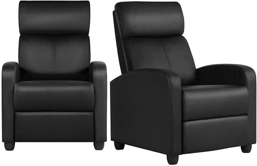 Leather Recliner Sofa Modern Chaise Couch Black