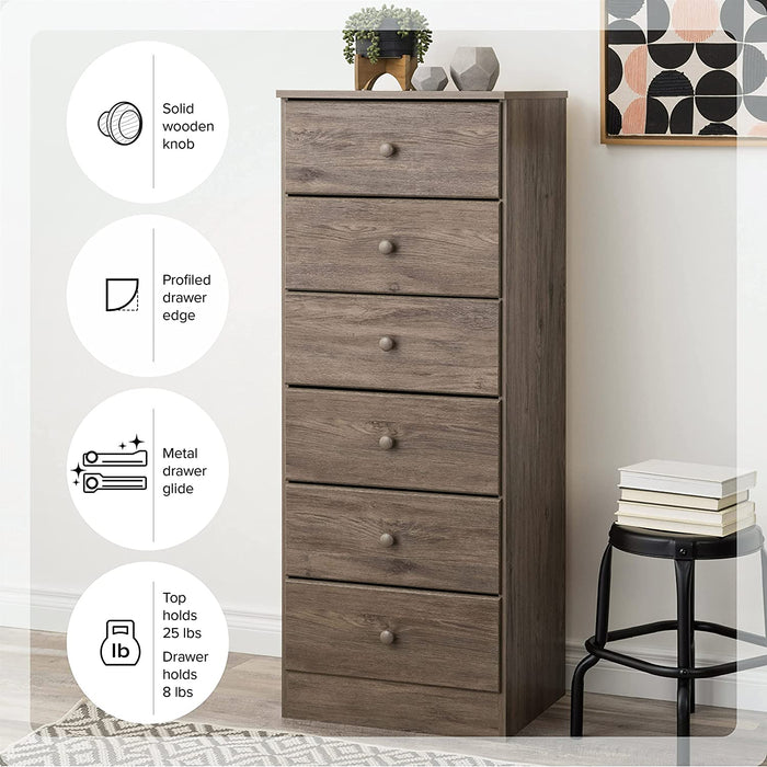 Drifted Gray Astrid 6-Drawer Tall Chest