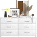 Industrial Style White 6-Drawer Wood Dresser