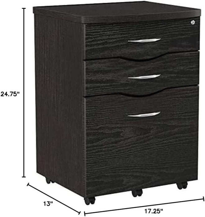 Espresso Rolling Storage and File Cabinet