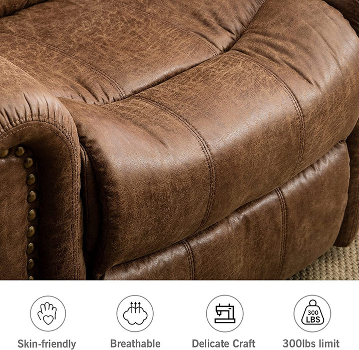 Electric Recliner Chair with Bonded Leather (Nut Brown)