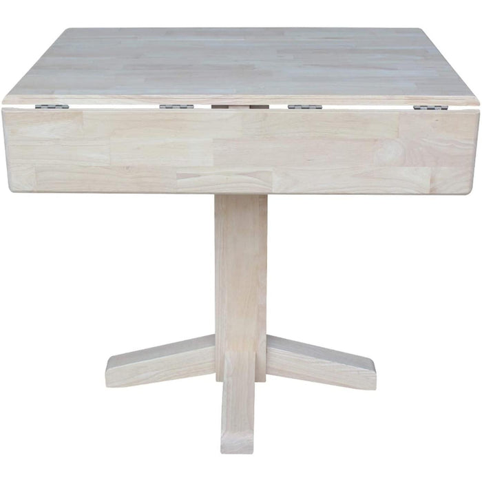 Square Dual Drop Leaf Dining Table in Unfinished Wood