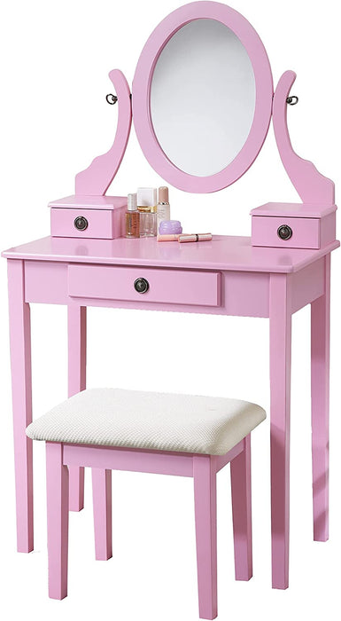 Pink Wood Makeup Vanity Set