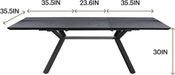 Expandable Dining Table for 6-8 Seats, Black