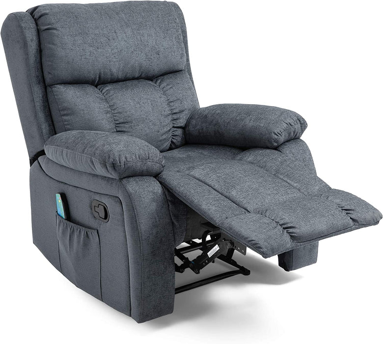 Lindale Massage Recliner, Wood, Charcoal + Black