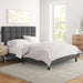 Dark Grey Upholstered Bed Frame, Adjustable Headboard