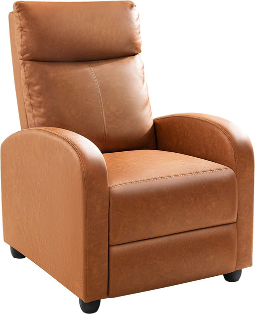 Padded Seat Leather Recliner Chair (Khaki)