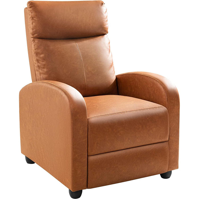 Padded Seat Leather Recliner Chair (Khaki)