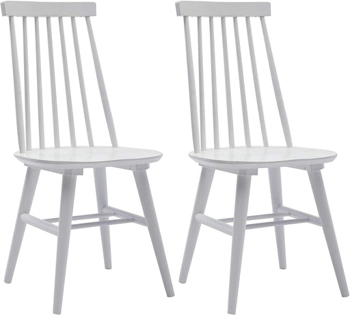 Set of 2 White Slat Back Dining Chairs