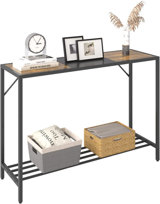 Industrial Console Table with Storage Shelf