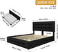 Queen Bed Frame with 4 Storage Drawers, Adjustable Headboard, Wooden Slats