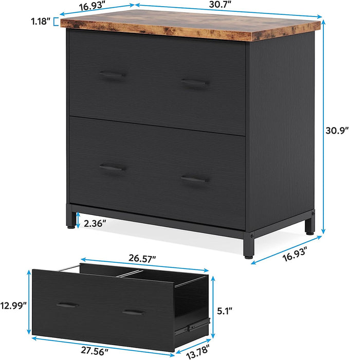 Wooden File Cabinet with Printer Stand