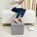 Linen Blue Ottoman Cube with Storage and Seat