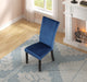 Blue Faux Marble Dining Table Set with 6 Upholstered Chairs