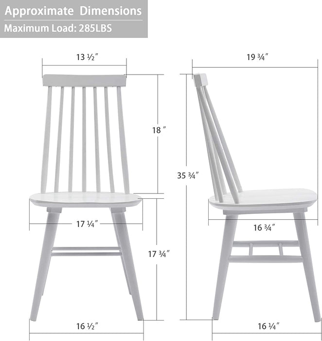 Set of 2 White Slat Back Dining Chairs