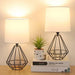 Modern Black Bedside Lamp - Fabric Shade