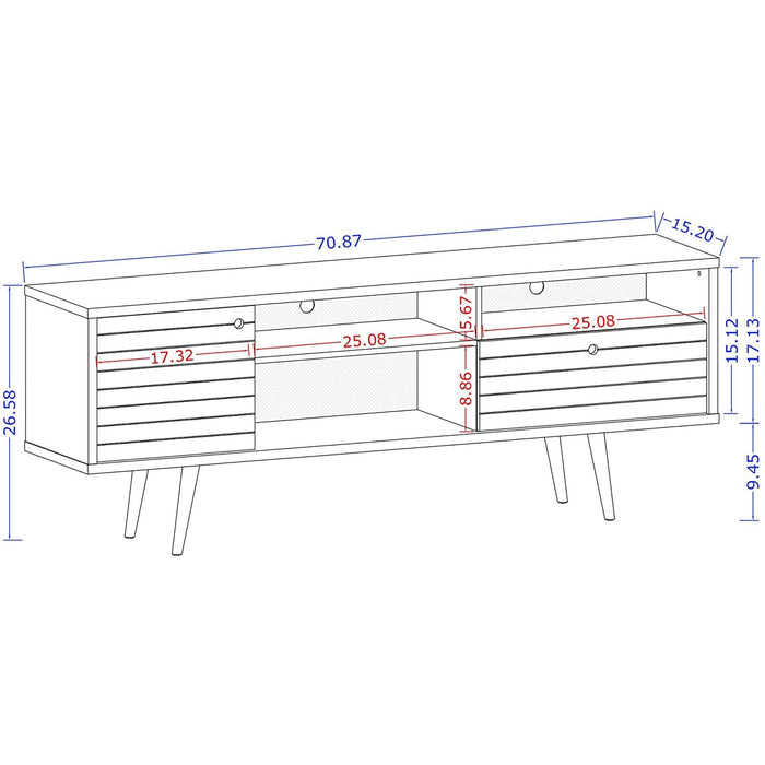 Mid-Century Modern TV Stand with Shelves and Cabinet