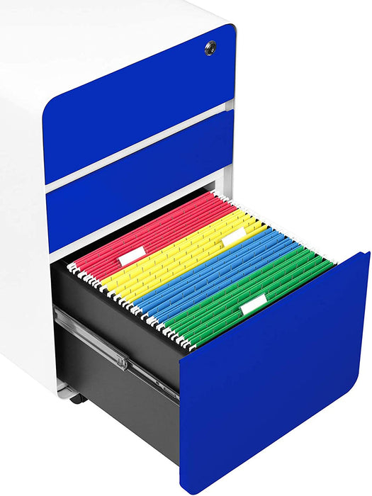 Modern Blue Mobile File Cabinet for Commercial Use