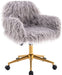 Gray Faux Fur Swivel Chair for Home Office