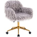Gray Faux Fur Swivel Chair for Home Office