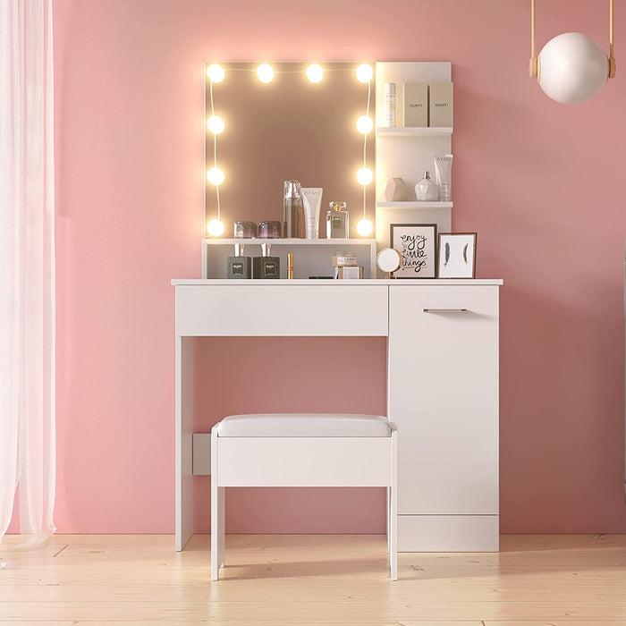 DIY Lighted Mirror Vanity Table Set