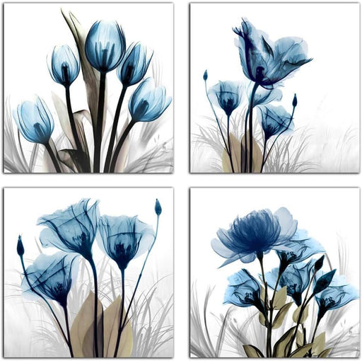 Elegant Blue Tulip Wall Art for Home Decoration