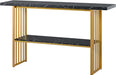 Gold Console Table with Marble Top and Mirrored Finish