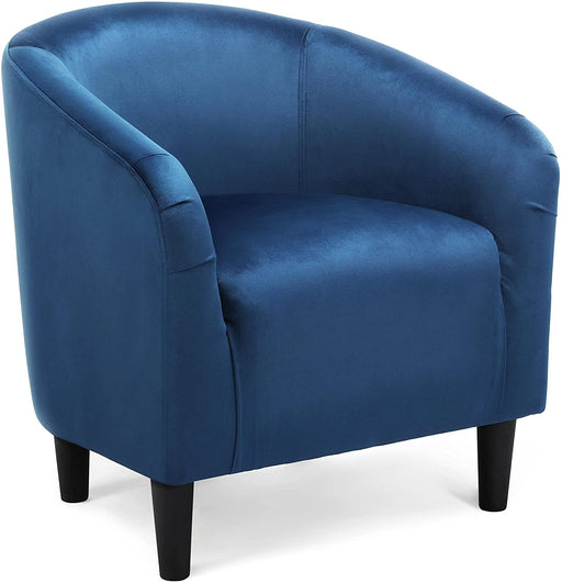 Pagoda Blue Velvet Club Chair with Armrests