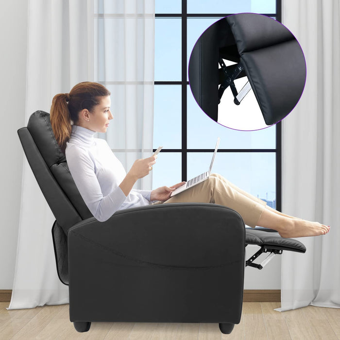 Massage Heated Recliner Home Theater Chair, Black