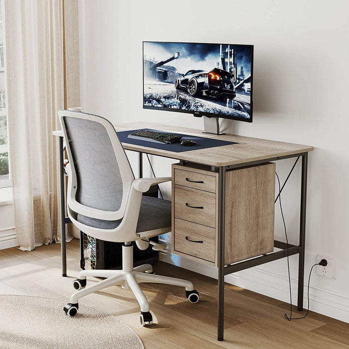 47-Inch Computer Desk with Cabinet and Drawers