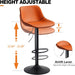 Orange Faux Leather Adjustable Swivel Barstools with Back (Set/2)